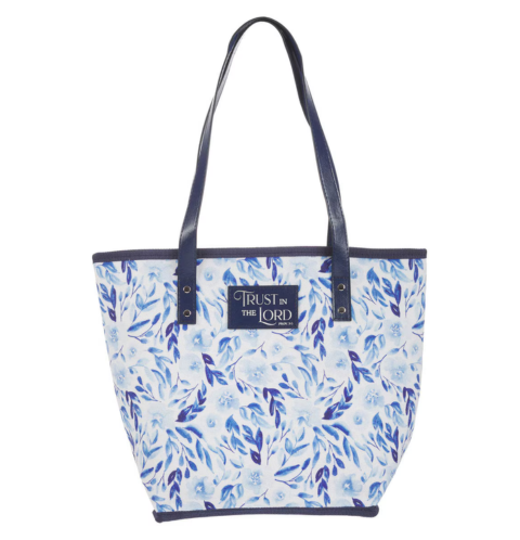 Trust Blue Botany Canvas Tote Bag - Proverbs 3:5