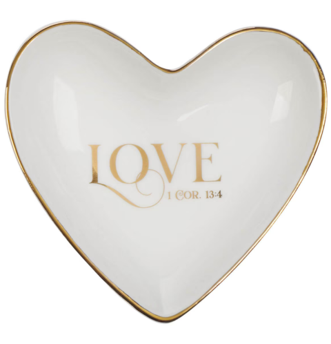 Love White Ceramic Trinket Tray - 1 Corinthians 13:4