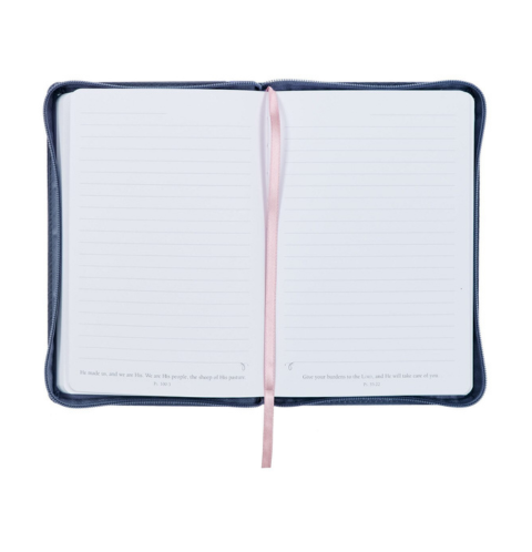 Be Still and Know Midnight Blue Floral Faux Leather Classic Journal with Zipper Closure - Psalm 46:10