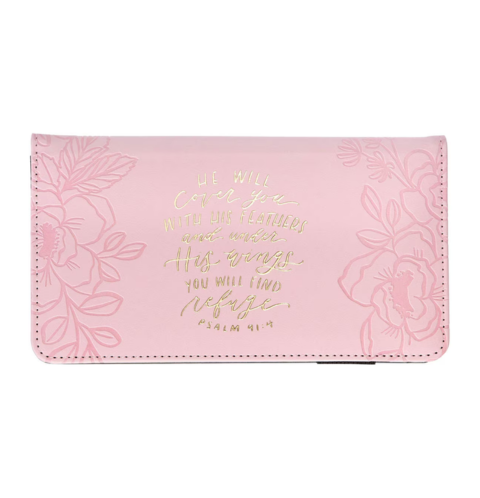 Find Refuge Pink Faux Leather Checkbook Wallet - Psalm 41:4