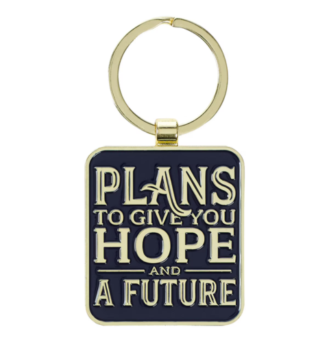 Plans to Give You Hope Epoxy - Coated Metal Keychain - Jeremiah 29:11