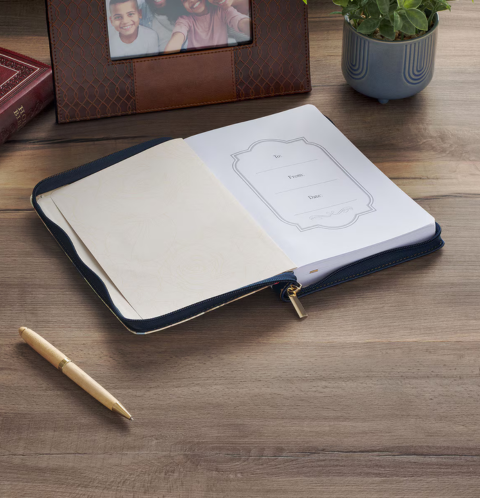 Be Still and Know Serene Roses Faux Leather Journal with Zipper Closure - Psalm 46:10