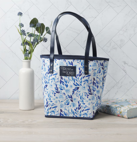 Trust Blue Botany Canvas Tote Bag - Proverbs 3:5