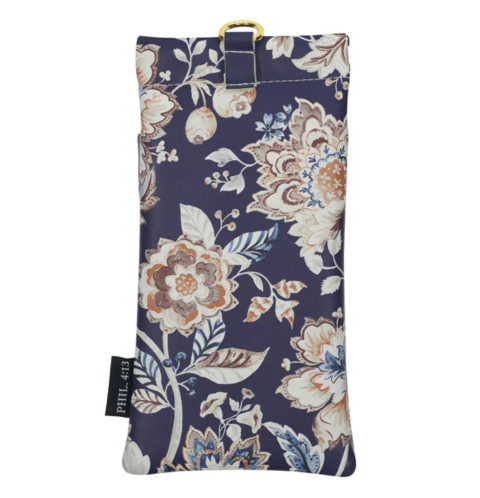 I Can Do All Things Honey-Brown and Navy Floral Faux Leather Double Eyeglass Case - Philippians 4:13