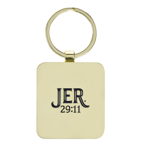 Plans to Give You Hope Epoxy - Coated Metal Keychain - Jeremiah 29:11