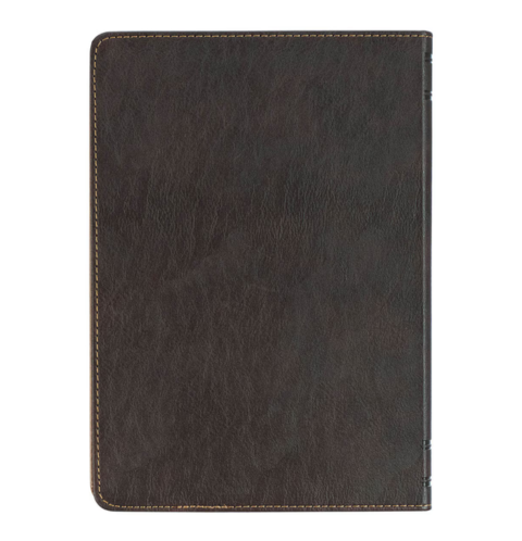 Strong and Courageous Espresso and Saddle Tan Faux Leather Classic Journal - Joshua 1:9