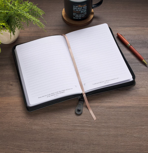 The Plans Charcoal Faux Leather Classic Journal with Zipper Closure - Jeremiah 29:11