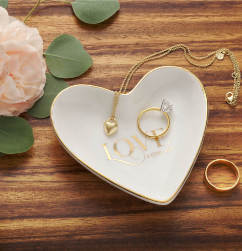 Love White Ceramic Trinket Tray - 1 Corinthians 13:4