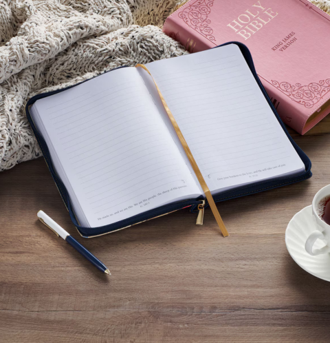 Be Still and Know Serene Roses Faux Leather Journal with Zipper Closure - Psalm 46:10