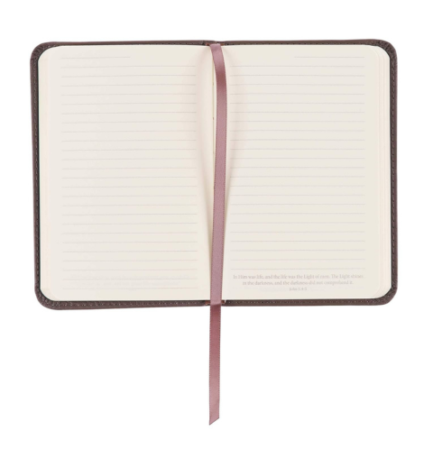 Grace Taupe Gray Pocket-sized Full Grain Leather Journal - Ephesians 2:8-9
