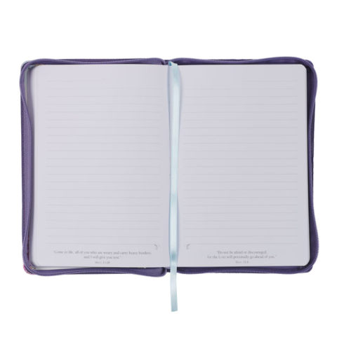 Strength & Dignity Hummingbird Purple Faux Leather Classic Journal with Zipper Closure - Proverbs 31:25