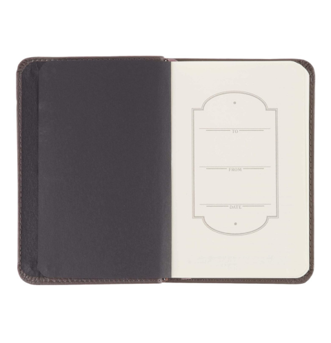 Grace Taupe Gray Pocket-sized Full Grain Leather Journal - Ephesians 2:8-9