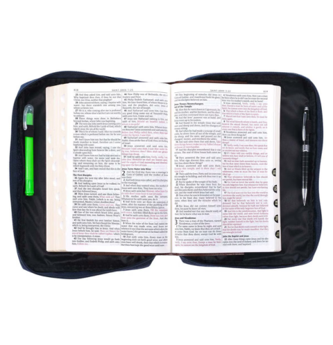 Done in Love Navy Floral Value Bible Case - 1 Corinthians 16:14