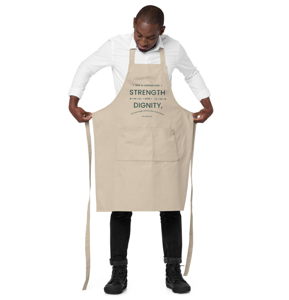 Proverbs 31:25 Organic Cotton Apron