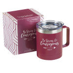 Be Strong & Courageous Very Berry Camp Style Stainless Steel Mug Joshua 1:9