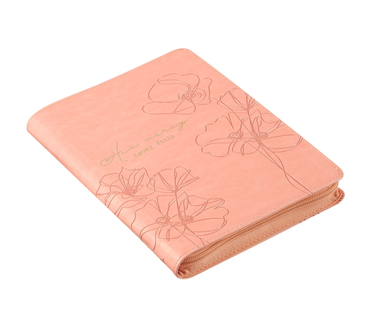 Pink Faux Leather Journal with Zipper Closure