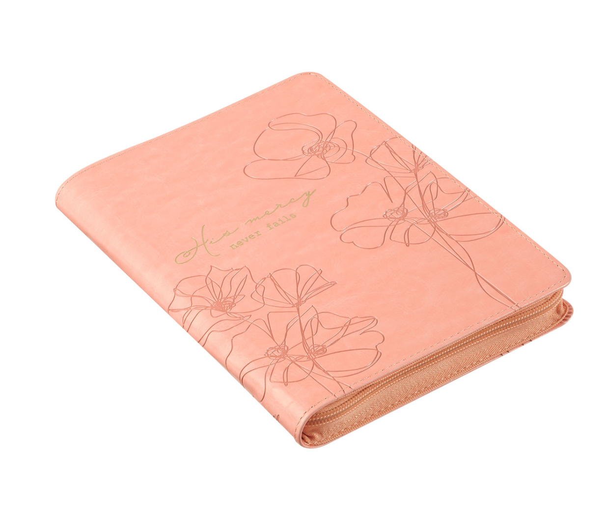 Pink Faux Leather Journal with Zipper Closure