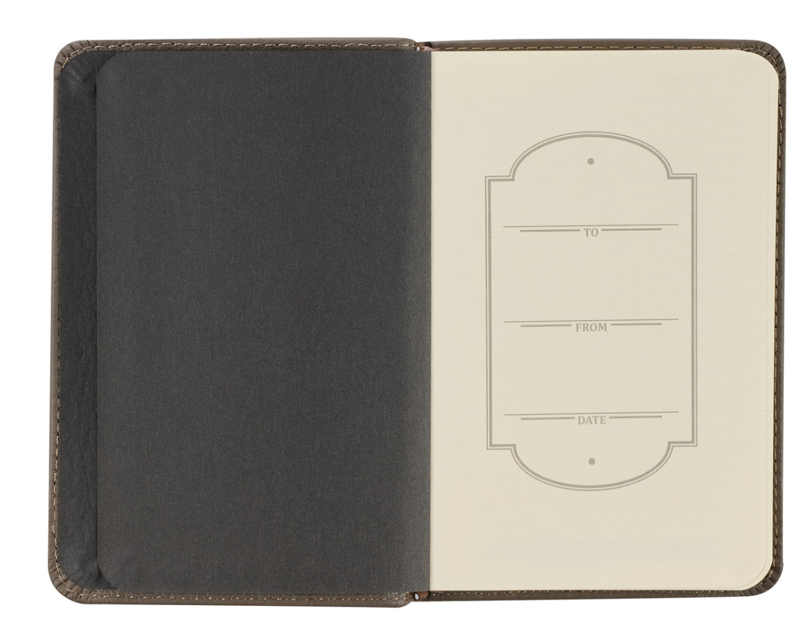 Grace Taupe Gray Pocket-sized Full Grain Leather Journal Ephesians 2:8-9
