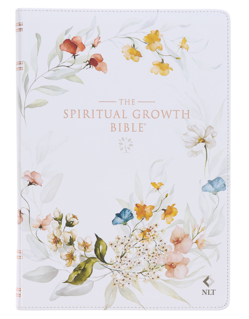 Cream-colored Floral Faux Leather Spiritual Growth Bible
