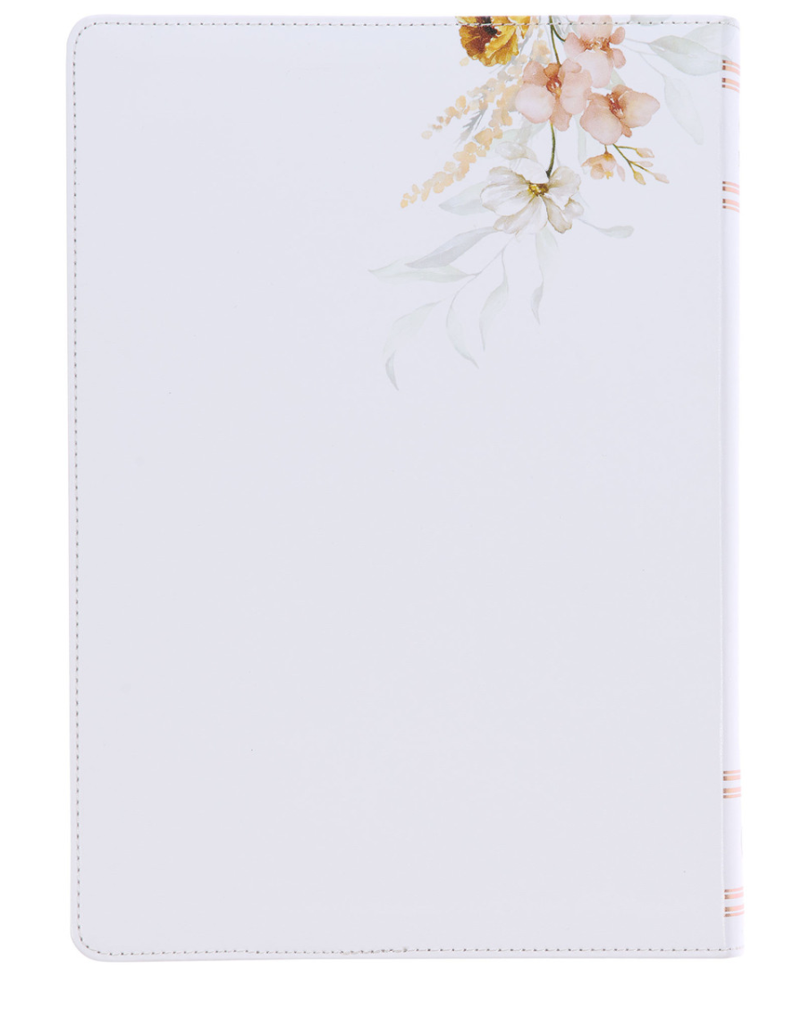 Cream-colored Floral Faux Leather Spiritual Growth Bible