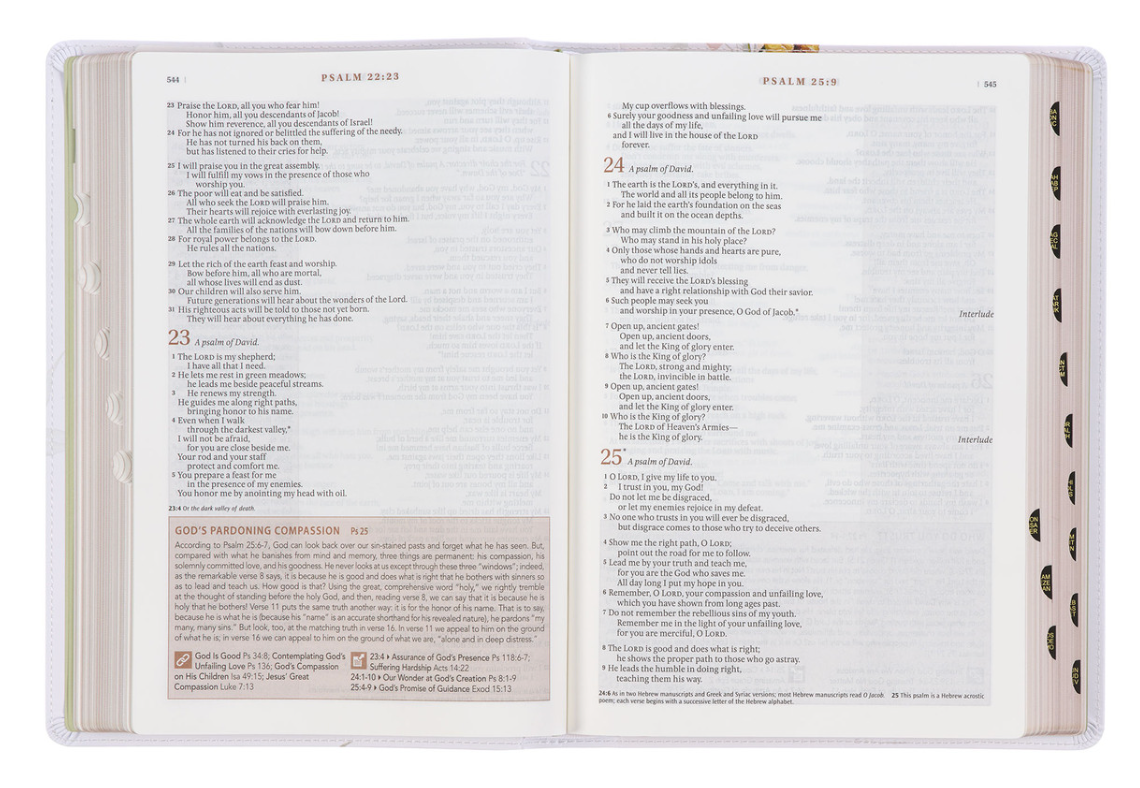 Cream-colored Floral Faux Leather Spiritual Growth Bible