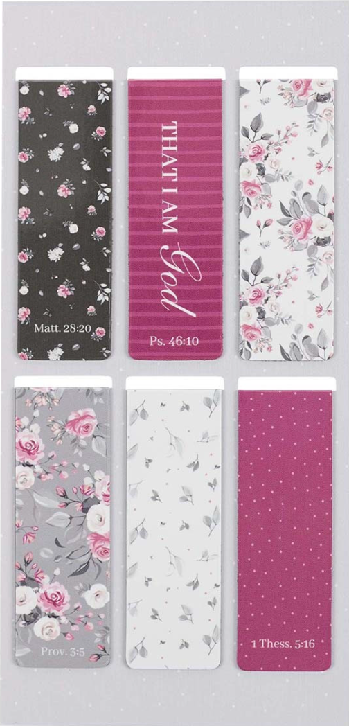 Pink Roses Magnetic Bookmark Set