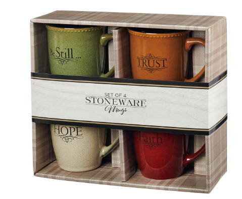 Faith, Hope, Trust & Be Still Stoneware Mug Set