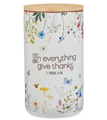 Give Thanks Topsy Turvy Wildflower Ceramic Gratitude Jar 1 Thessalonians 5:18
