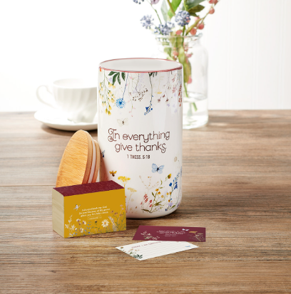 Give Thanks Topsy Turvy Wildflower Ceramic Gratitude Jar 1 Thessalonians 5:18
