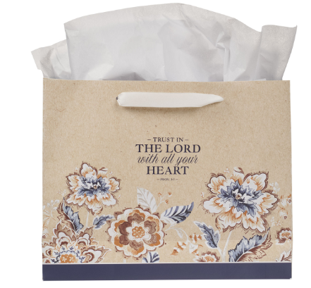 Trust in the Lord Honey-brown and Navy Large Landscape Gift Bag
