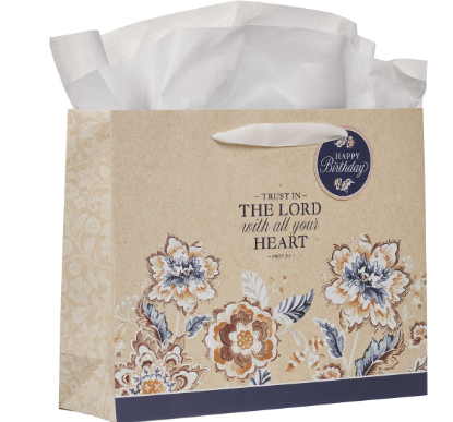Trust in the Lord Honey-brown and Navy Large Landscape Gift Bag