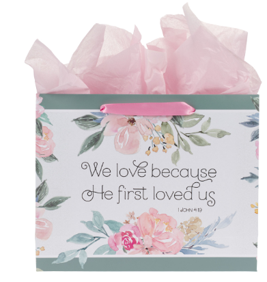 He First Loved Us Large Landscape Gift Bag with Card Set