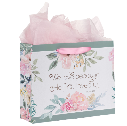 He First Loved Us Large Landscape Gift Bag with Card Set
