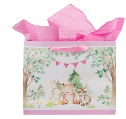 Everything Beautiful Forest Animals Large Landscape Gift Bag with Card Set