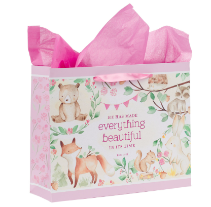 Everything Beautiful Forest Animals Large Landscape Gift Bag with Card Set