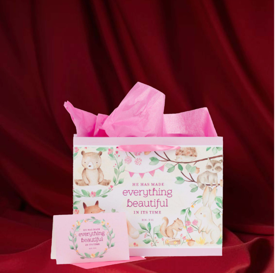 Everything Beautiful Forest Animals Large Landscape Gift Bag with Card Set