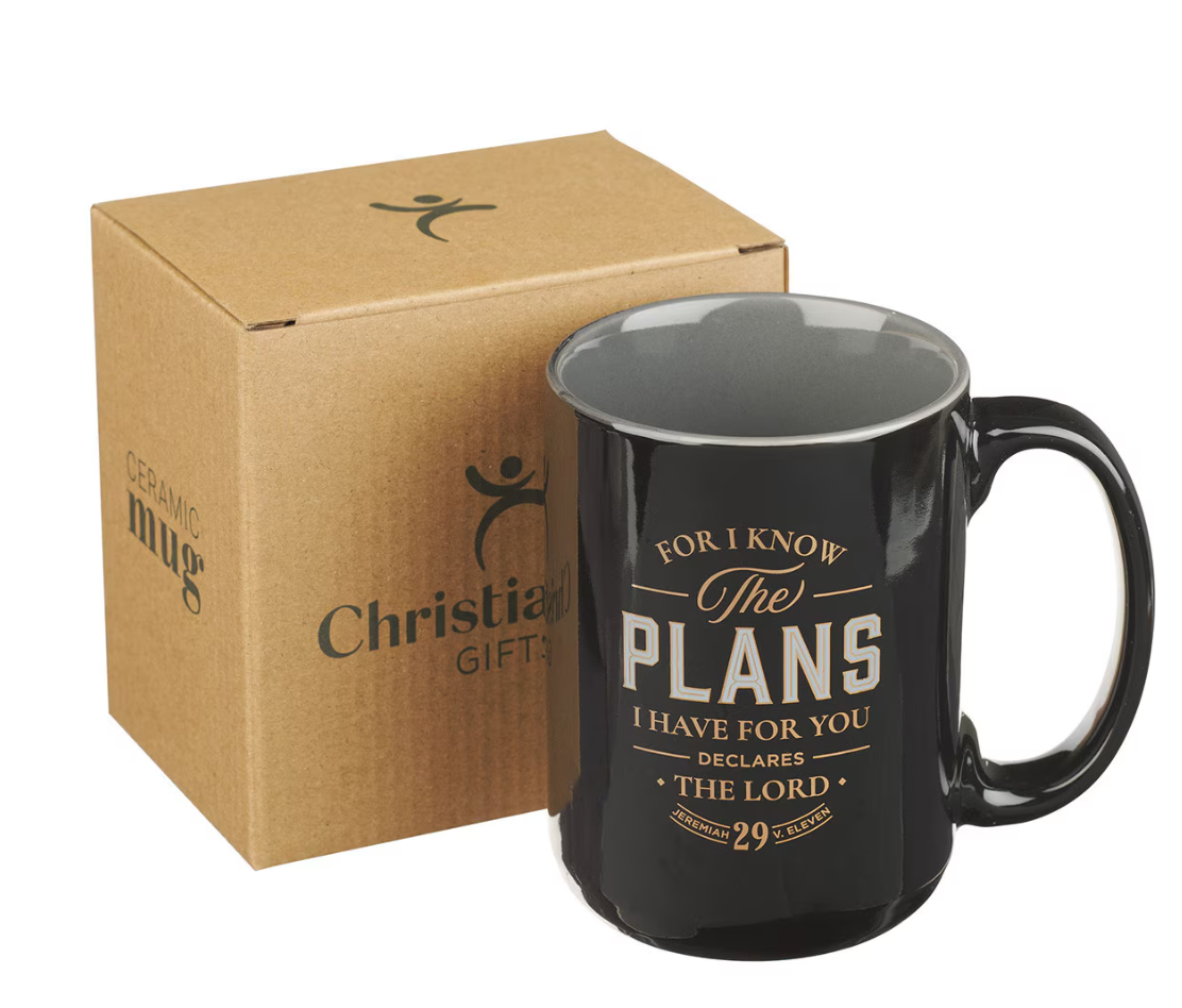 The Plans Black Ceramic Coffee Mug - Jeremiah 29:11