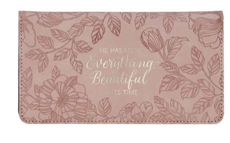 Everything Beautiful Blush Floral Faux Leather Checkbook Wallet Ecclesiastes 3:11