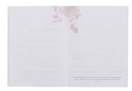 His Mercies Are New Every Morning Red Floral Medium Notebook - Lamentations 3:22–23