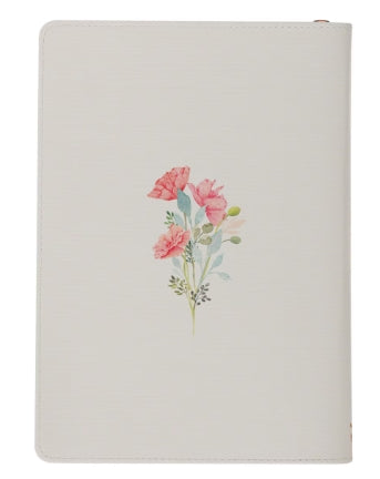 A Sweet Friendship Bright Floral Wreath Faux Leather Classic Journal with Zipper Closure - Proverbs 27:9