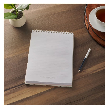 Under His Wings Green Floral Spiral Notepad - Psalm 91:4