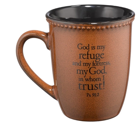 Trust Saddle Tan Stoneware Coffee Mug - Psalm 91:2