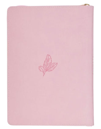 Under His Wings Pink Faux Leather Classic Journal with Zipper Closure - Psalm 91:4