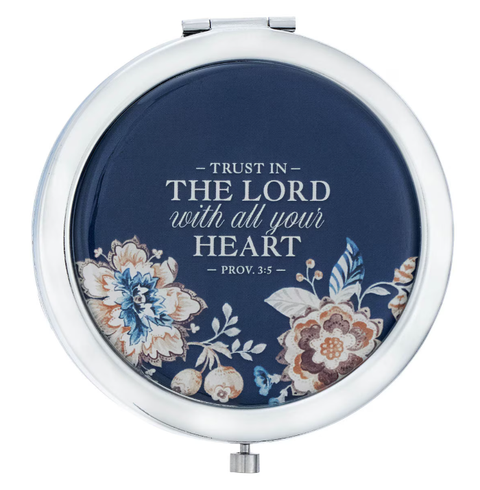 Trust in the Lord Silver Metal Compact Mirror - Proverbs 3:5