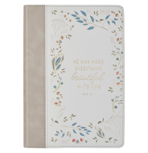 Everything Beautiful Cream Floral Faux Leather Classic Journal - Ecclesiastes 3:11