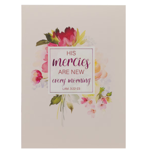 His Mercies Are New Every Morning Red Floral Medium Notebook - Lamentations 3:22–23