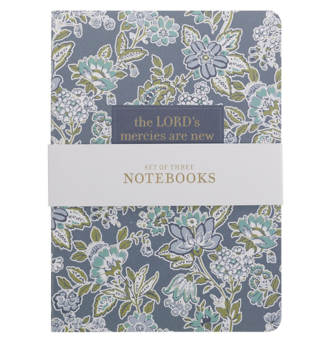 Morning Mercies Blue and Green Floral Notebook Set - Lamentations 3:22-23