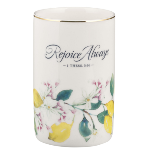 Rejoice Always Lemon Ceramic Table Vase - 1 Thessalonians 5:16