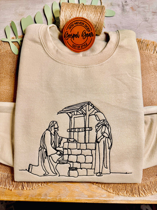 The Woman At The Well Embroidered Shirt, Christian Sweatshirt, Embroidered Jesus Shirt, Christian Shirt, Christian Gift