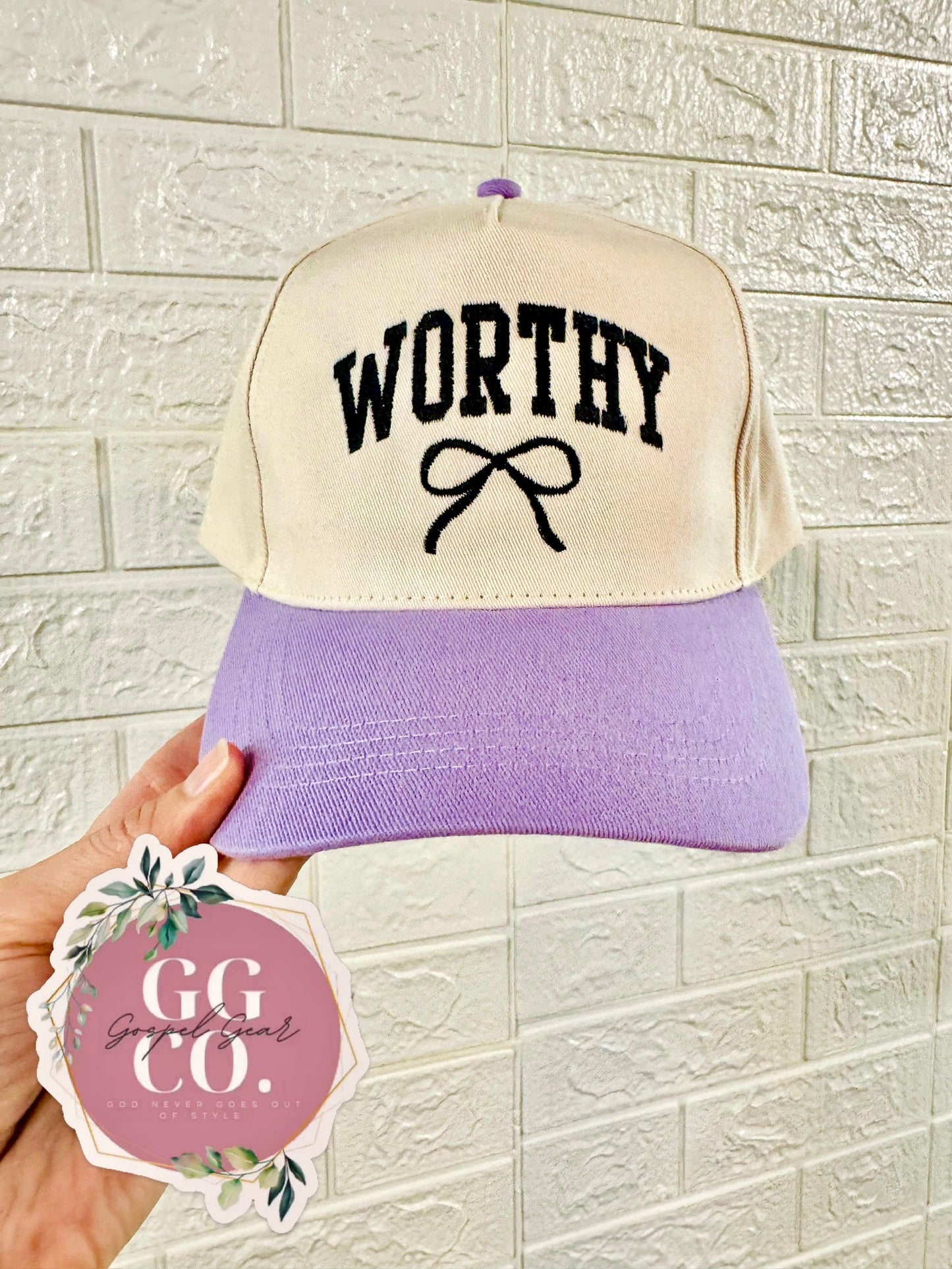 Worthy Bow Hat, Embroidered Vintage Hat, Christian Dad Hat, Christian Gift